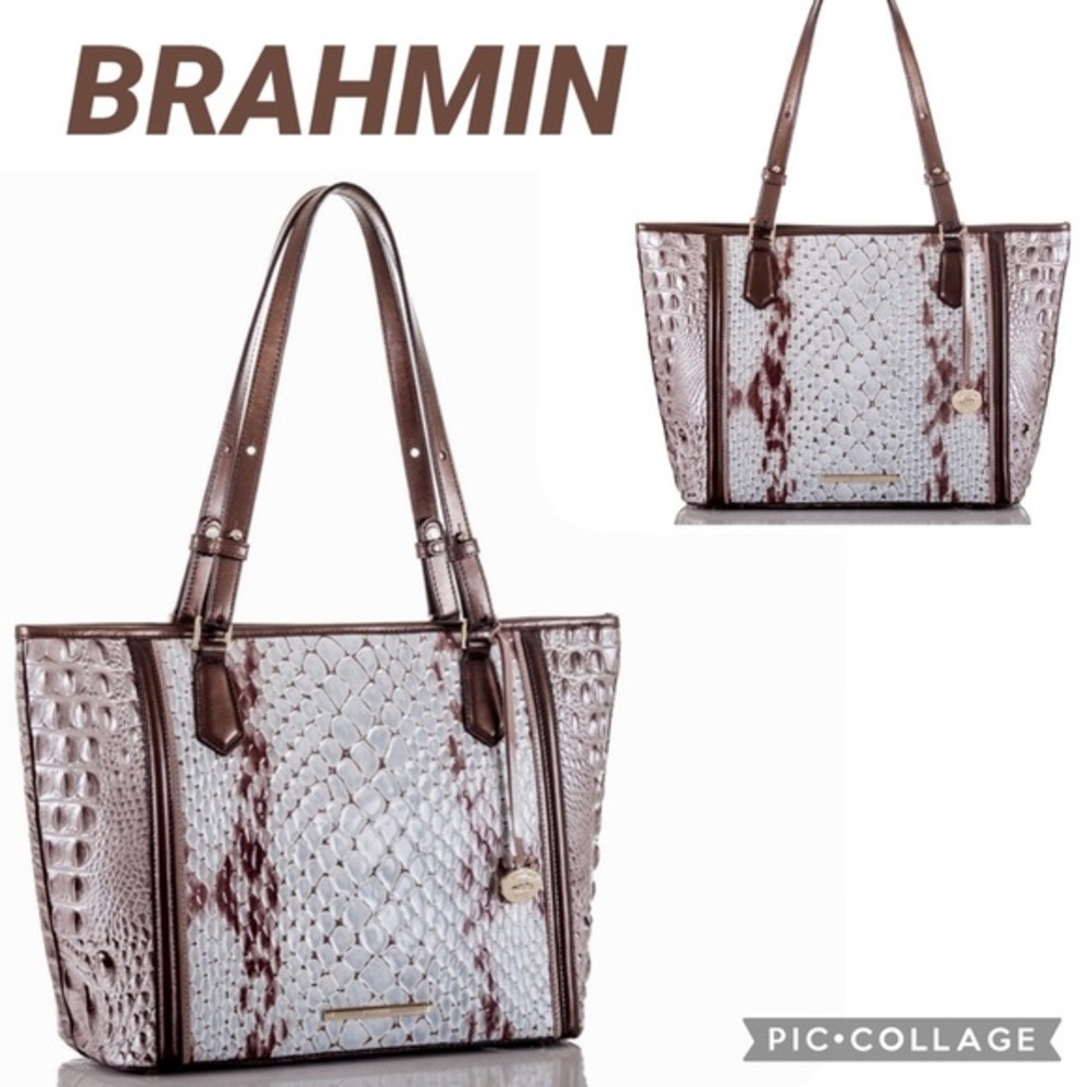 SALE💥💥NEW BRAHMIN MEDIUM‎ ASHER CROC-EMBOSSED LEATHER SATCHEL SHOULDER BAG